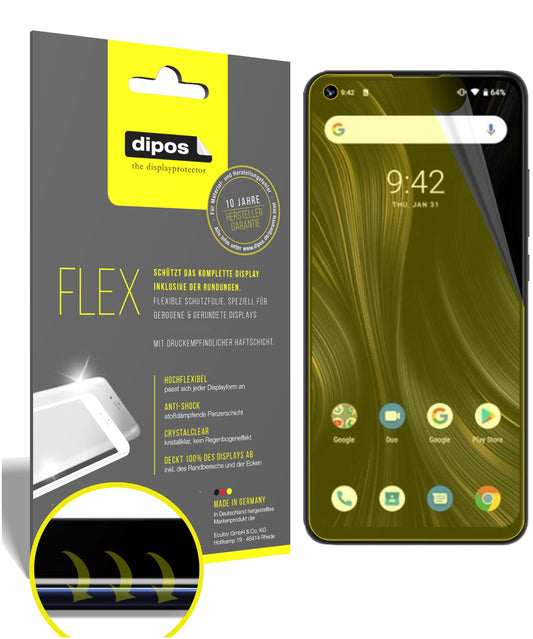Klare Displayschutzfolie von dipos passend für Umidigi Power 3, 100% Displayabdeckung und blasenfreie Montage