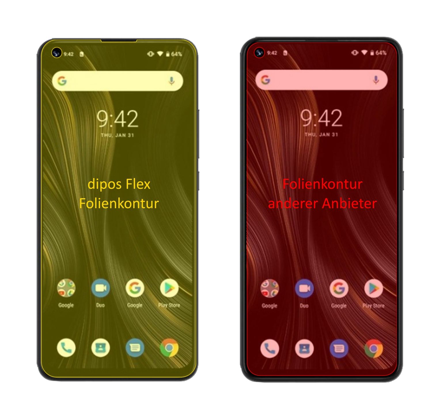 UmidigiPower 3 mit aufgebrachter dipos Displayschutzfolie, glasklare Darstellung ohne Einschränkungen