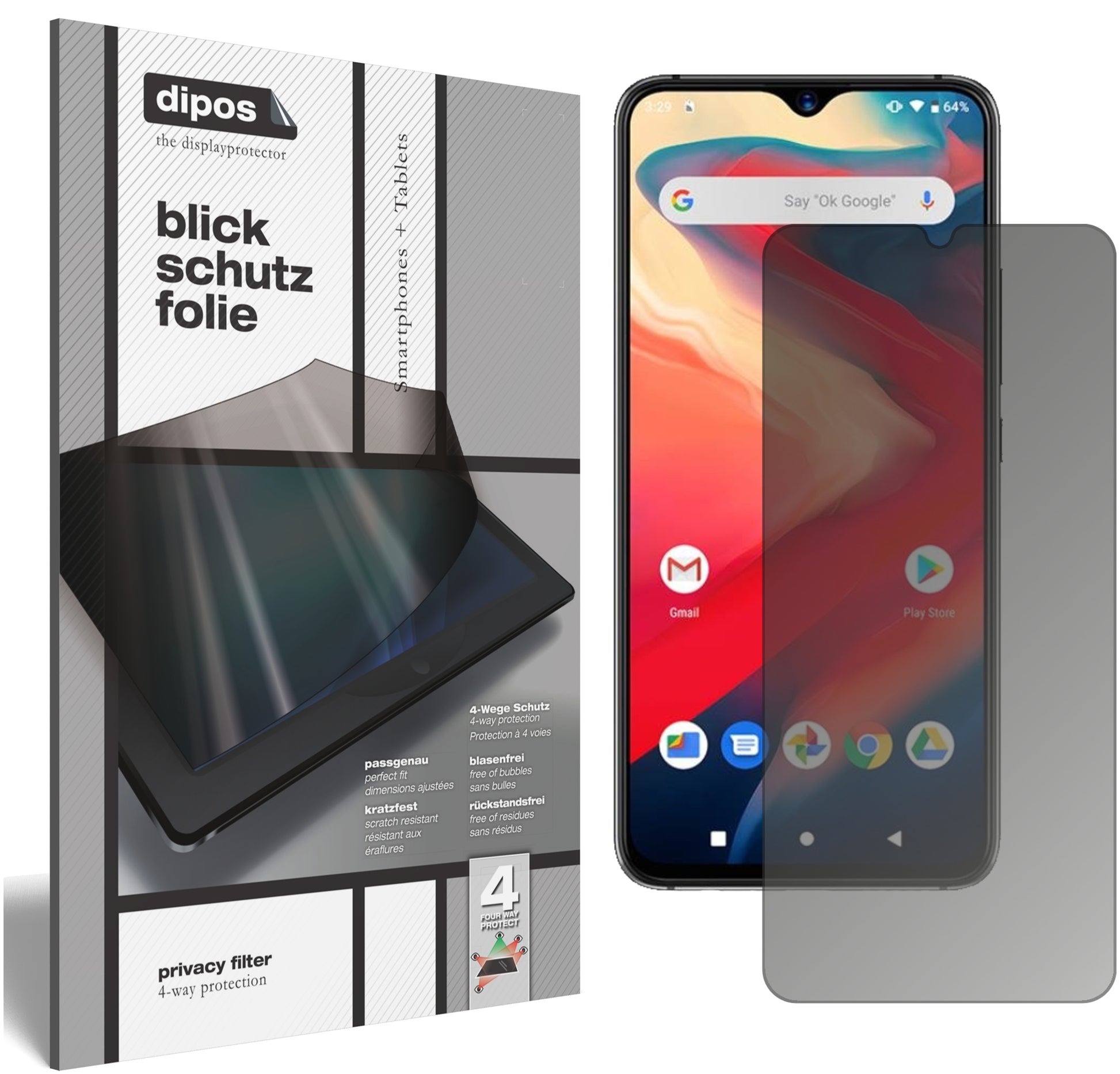 Blickschutzfolie von dipos passend für Umidigi S3 Pro, präziser Zuschnitt und blasenfrei montiert