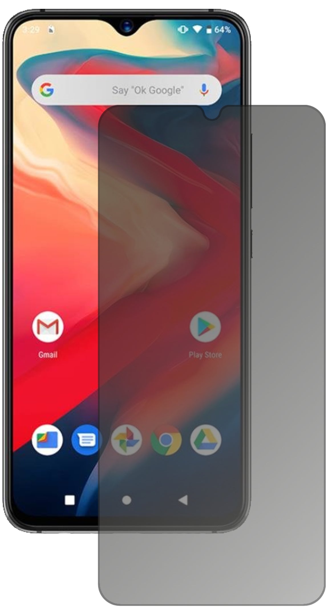 UmidigiS3 Pro mit aufgebrachtem dipos Displayschutz, der seitliche Einblicke blockiert