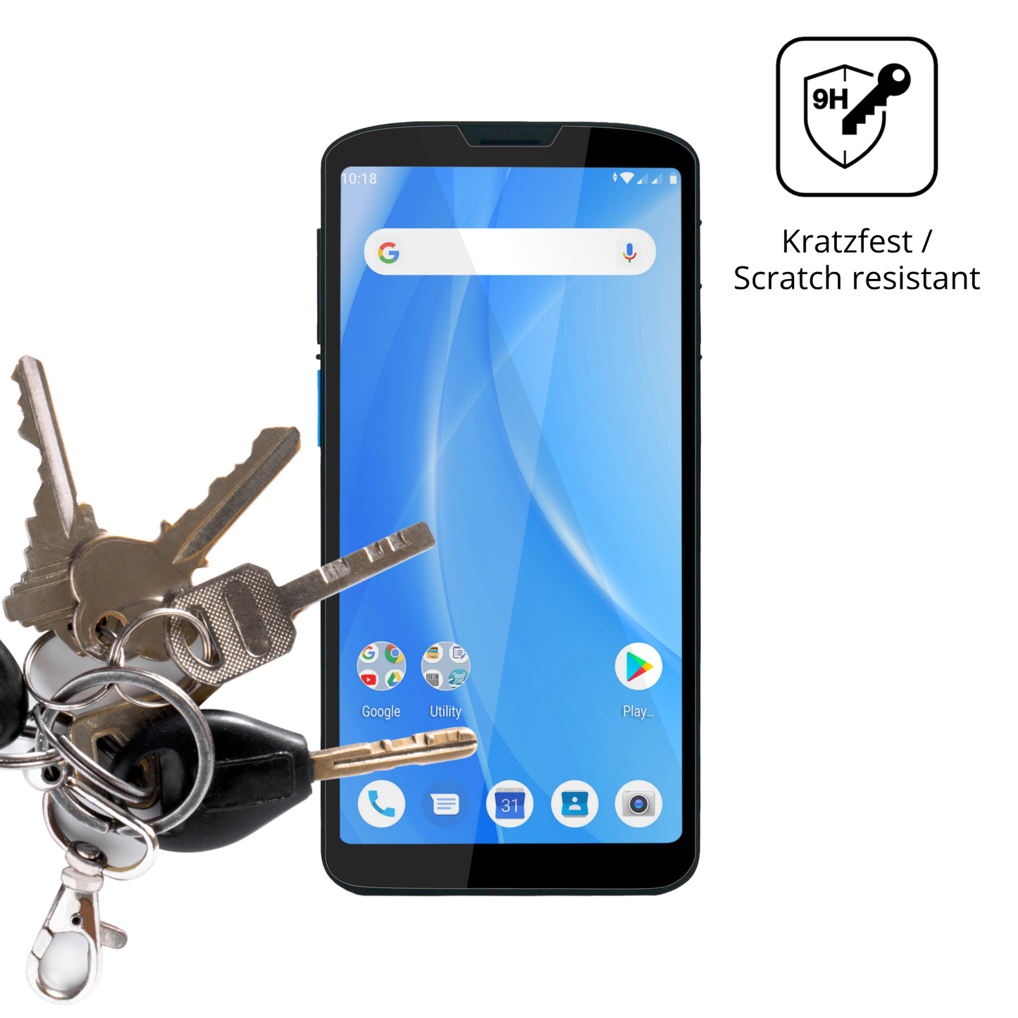 dipos Displayschutz für Unitech EA630, transparente Oberfläche, perfekte Passform auch für die Rundungen