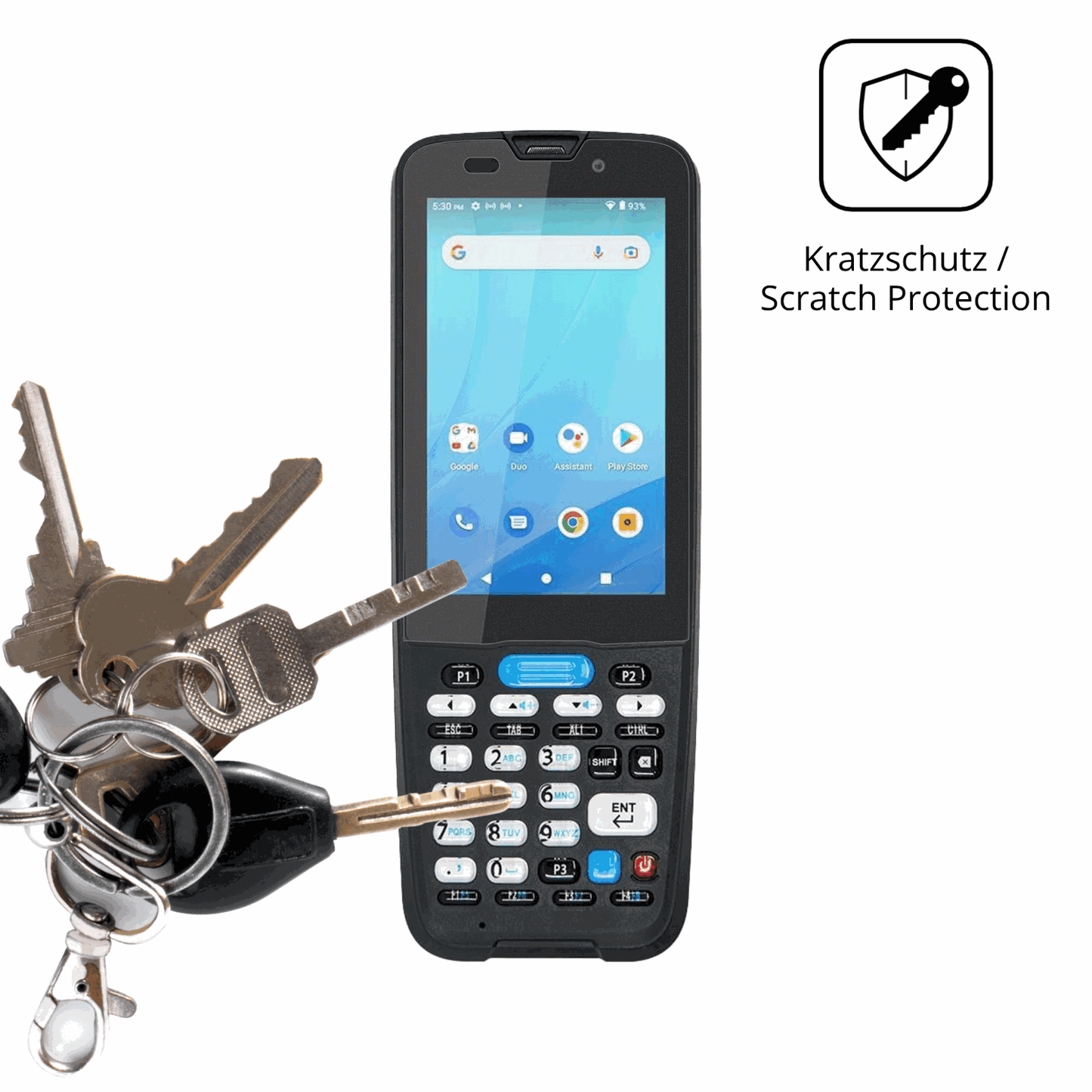 Schutz gegen Kratzer auf dem Unitech HT330 Glas durch Schlüssel oder Ähnliches