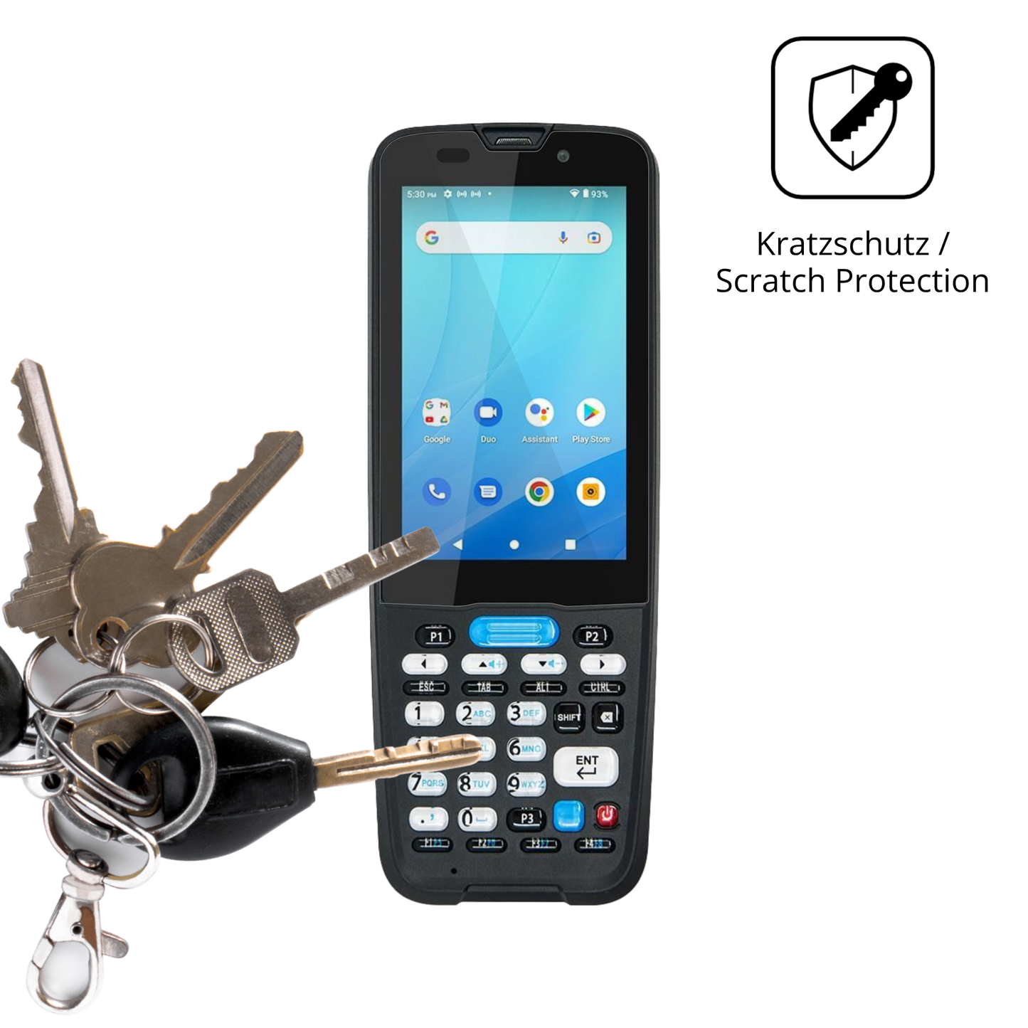 Schutz gegen Kratzer auf dem Unitech HT330 Glas durch Schlüssel oder Ähnliches