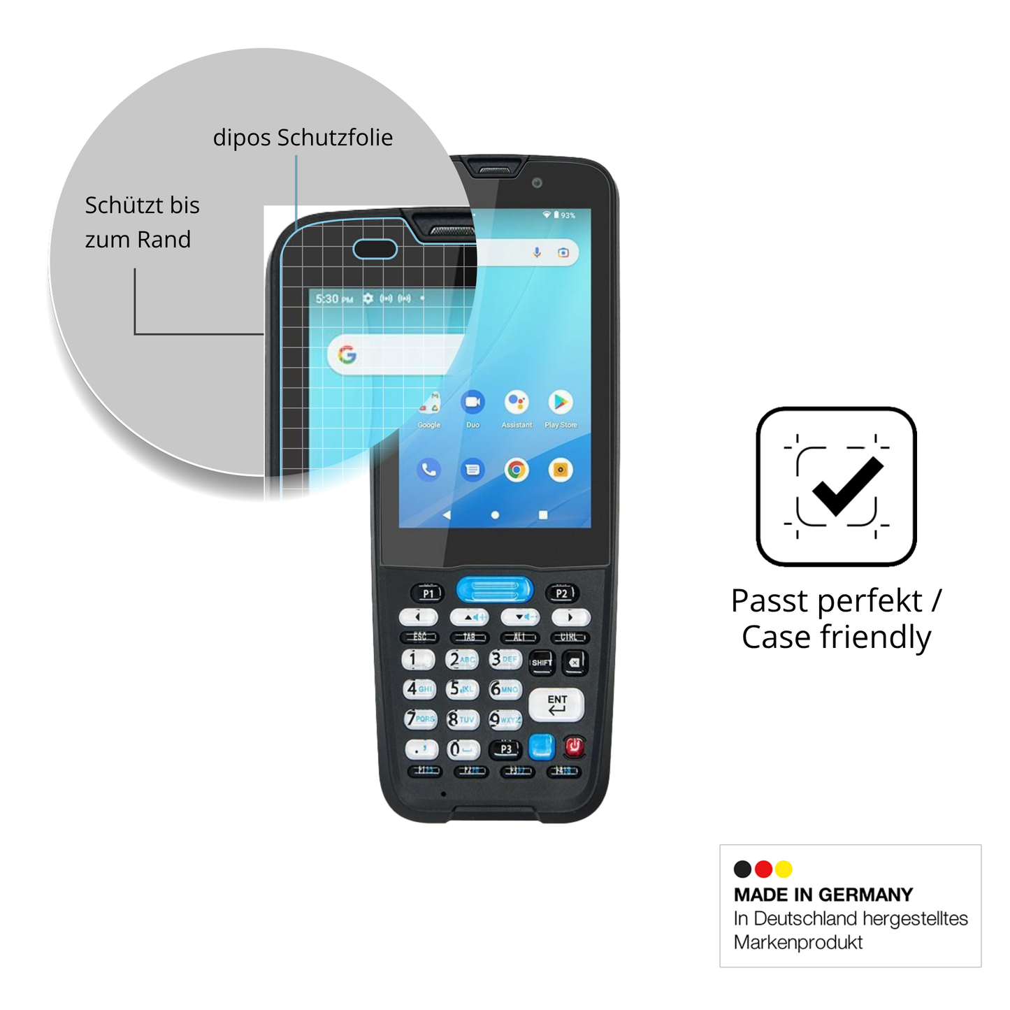 Schutzglasfolie mit optimaler Passform, zur Verwendung mit Hüllen geeignet