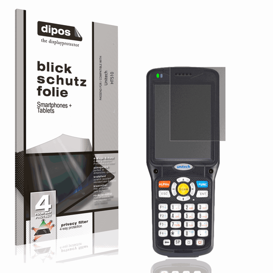 Blickschutzfolie von dipos passend für Unitech HT510, präziser Zuschnitt und blasenfrei montiert