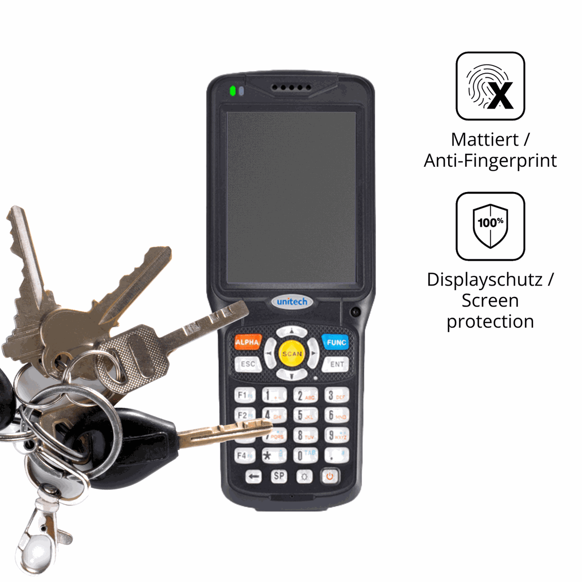 dipos Displayschutz für Unitech HT510, mattierte Oberfläche, Blickschutzfilter und perfekter Passform