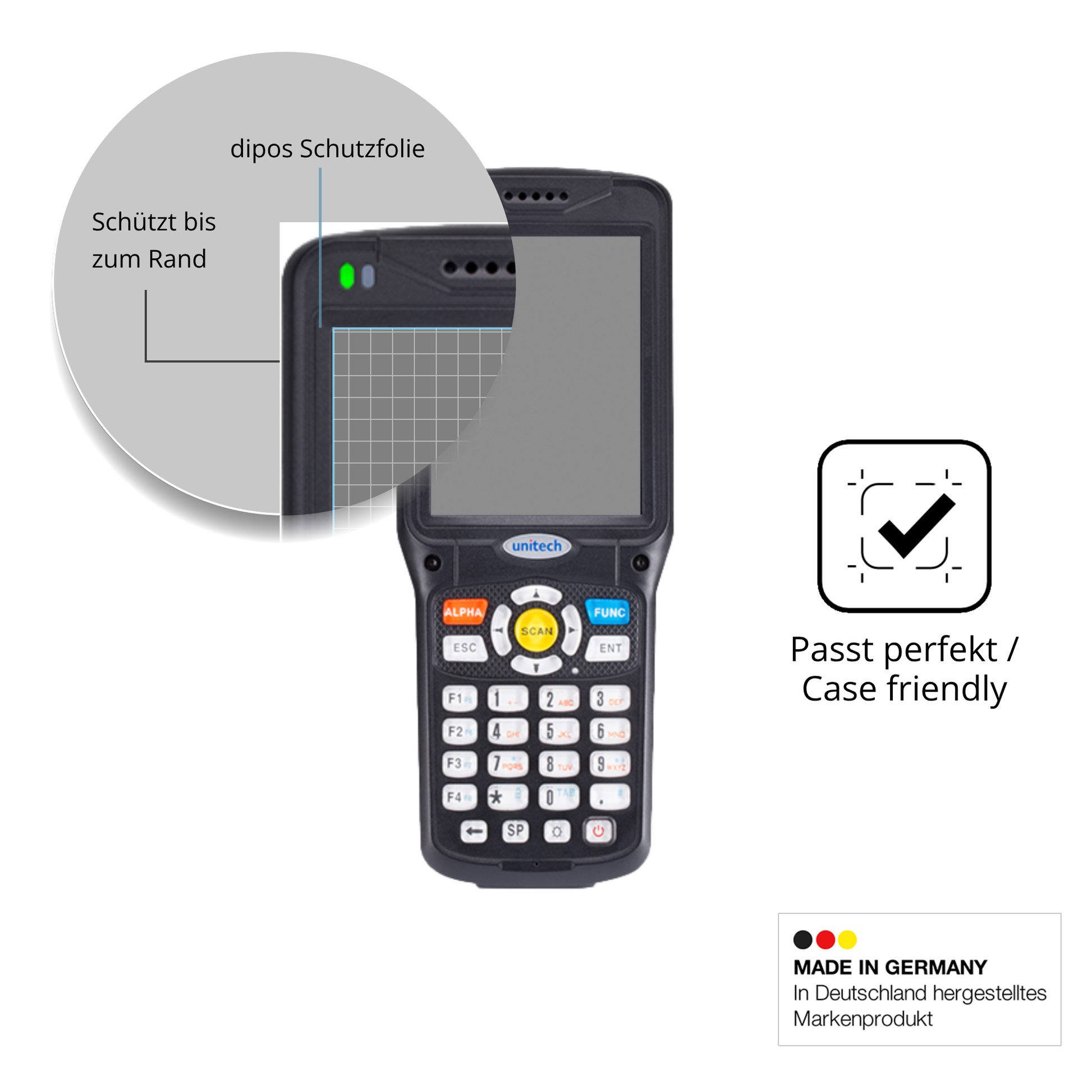 Schutzglasfolie mit optimaler Passform, zur Verwendung mit Hüllen geeignet