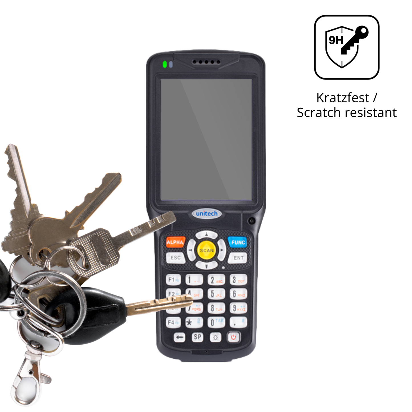 dipos Displayschutz für Unitech HT510, transparente Oberfläche, perfekte Passform auch für die Rundungen