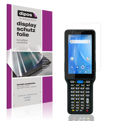 Klare Displayschutzfolie von dipos passend für Unitech HT730, präziser Zuschnitt und blasenfrei montiert