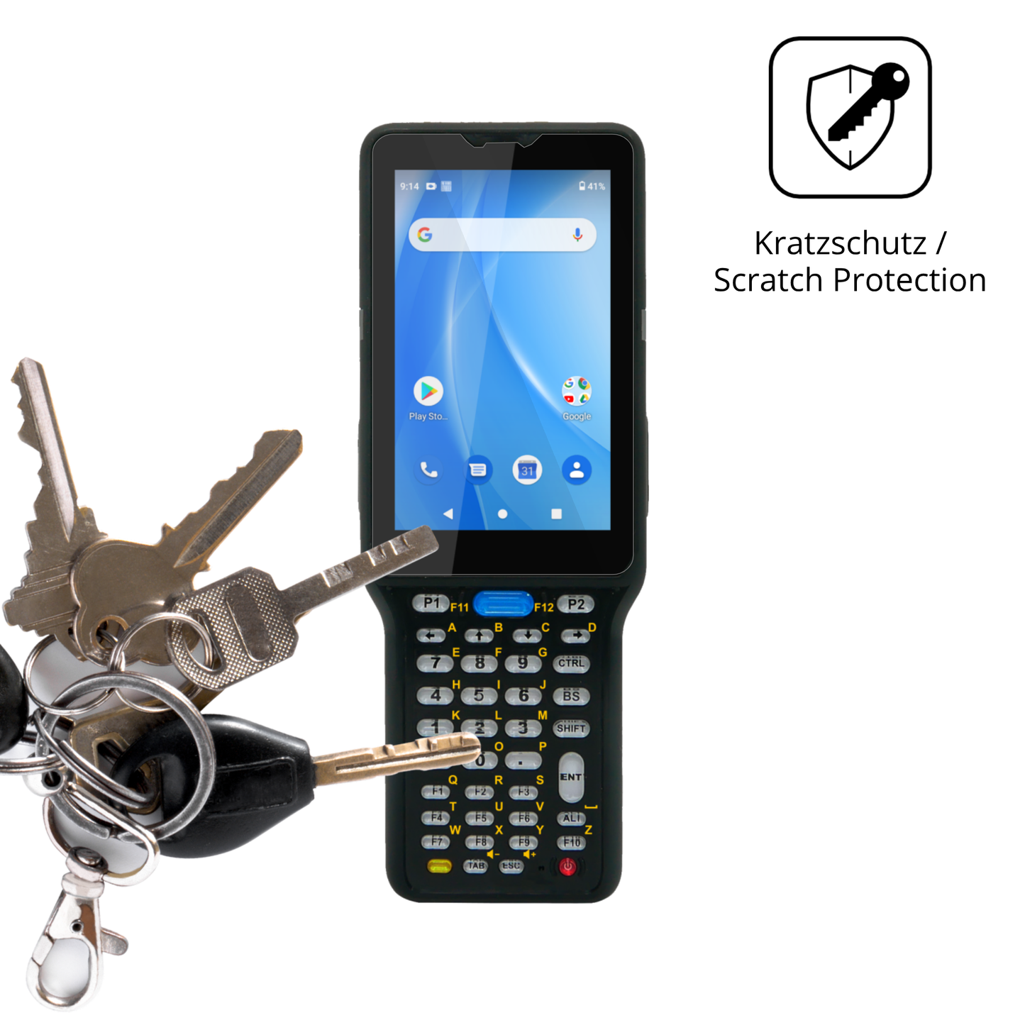 Schutz gegen Kratzer auf dem Unitech HT730 Glas durch Schlüssel oder Ähnliches