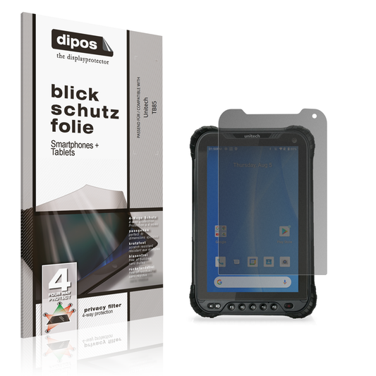 Blickschutzfolie von dipos passend für Unitech TB85, präziser Zuschnitt und blasenfrei montiert