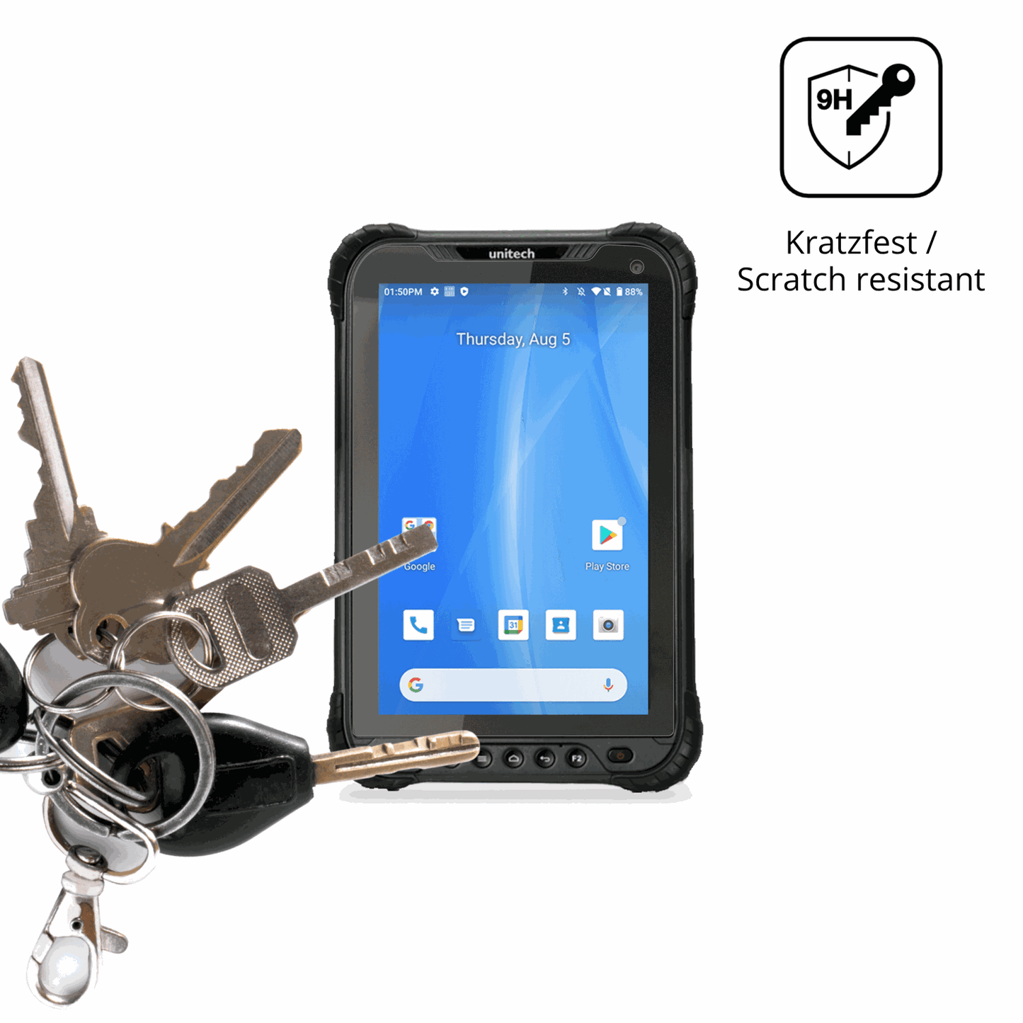 dipos Displayschutz für Unitech TB85, mattierte Oberfläche, robuste Festigkeit und perfekte Passform