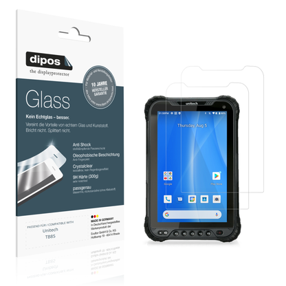 Klare Displayschutzfolie von dipos passend für Unitech TB85, 9H kratzfest und blasenfrei montiert
