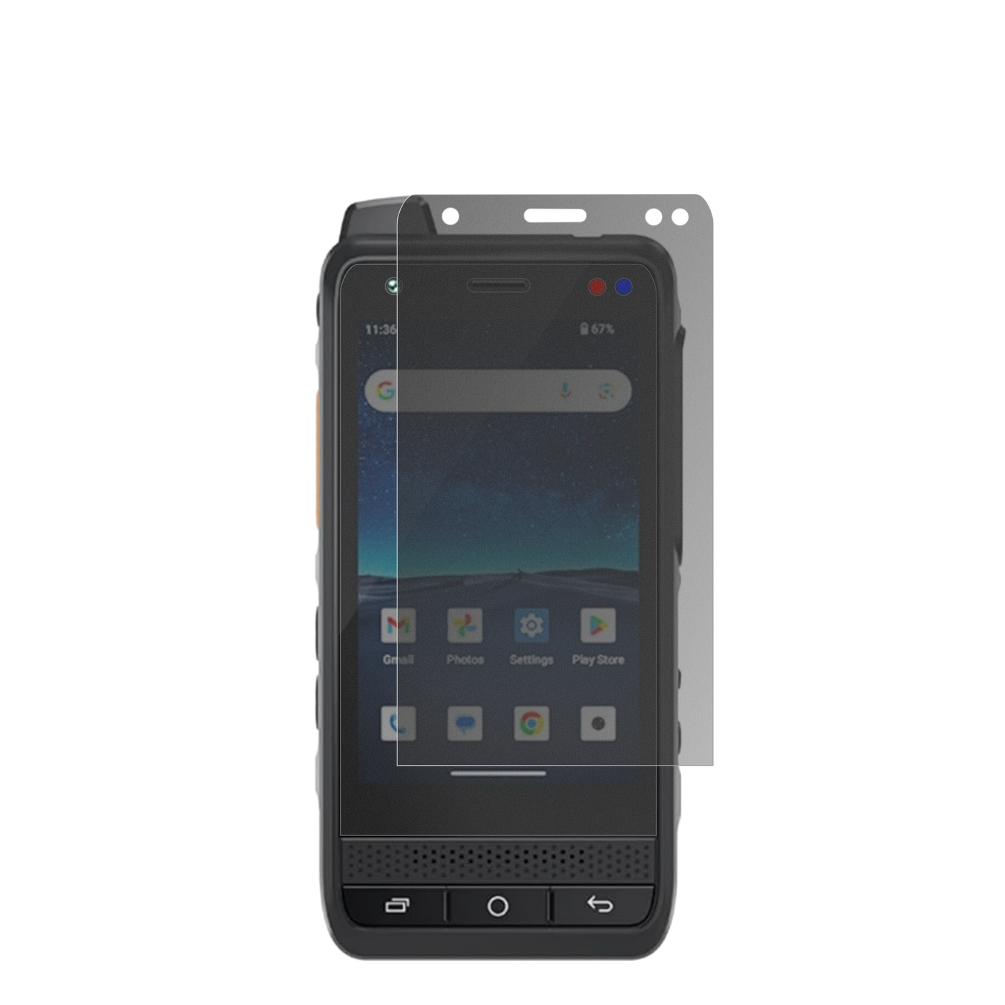 UNIWAF400 mit aufgebrachtem dipos Displayschutz, der seitliche Einblicke blockiert