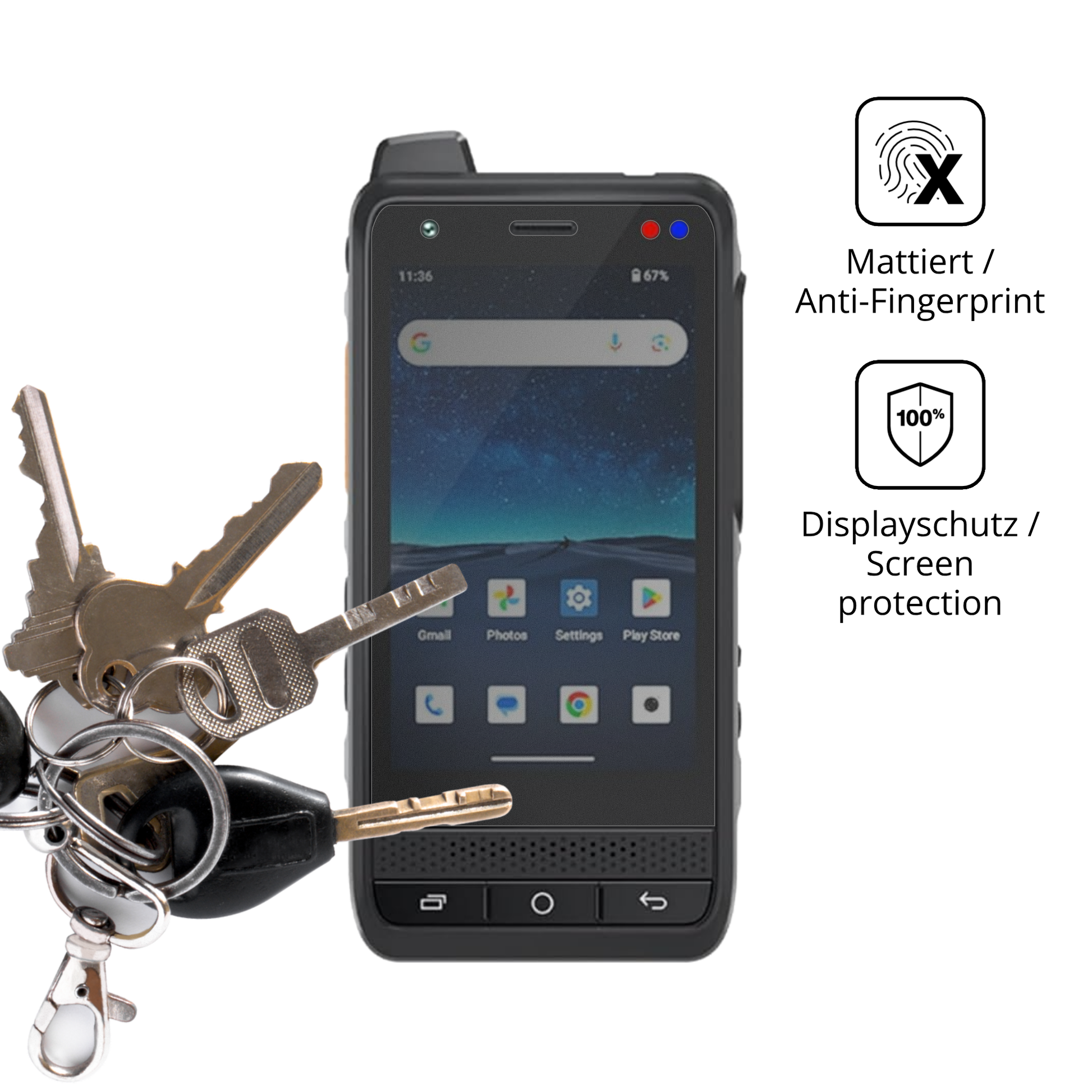 dipos Displayschutz für UNIWA F400, mattierte Oberfläche, Blickschutzfilter und perfekter Passform