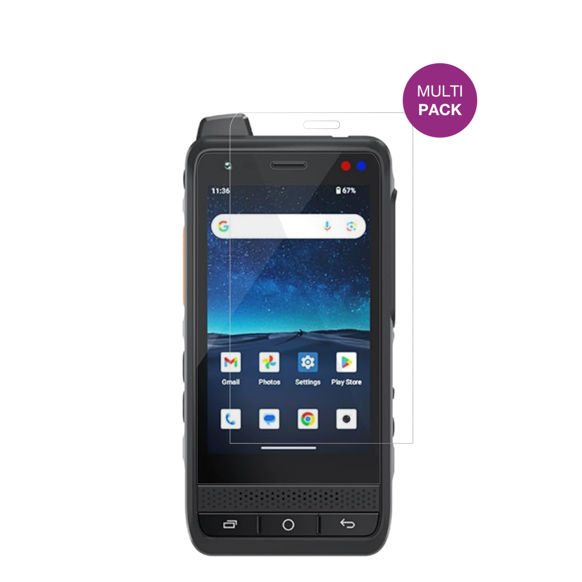 UNIWAF400 mit aufgebrachter dipos Displayschutzfolie, glasklare Darstellung ohne Einschränkungen