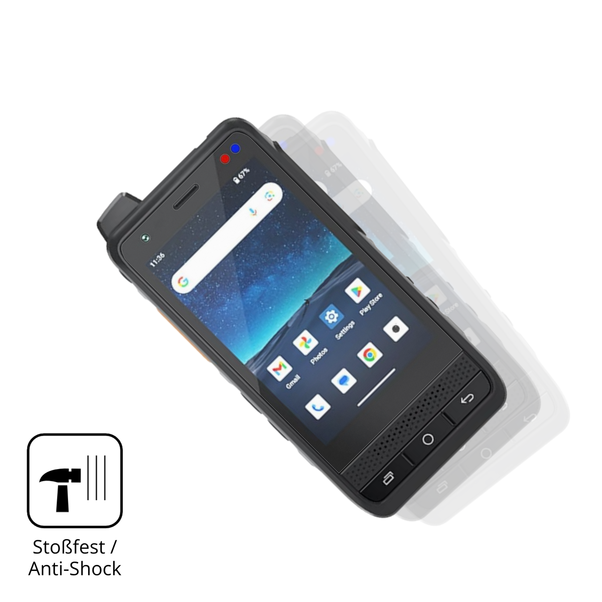 Schutz gegen Kratzer auf dem UNIWA F400 Glas durch Schlüssel, Stöße gegen die Tischkante oder Stürze