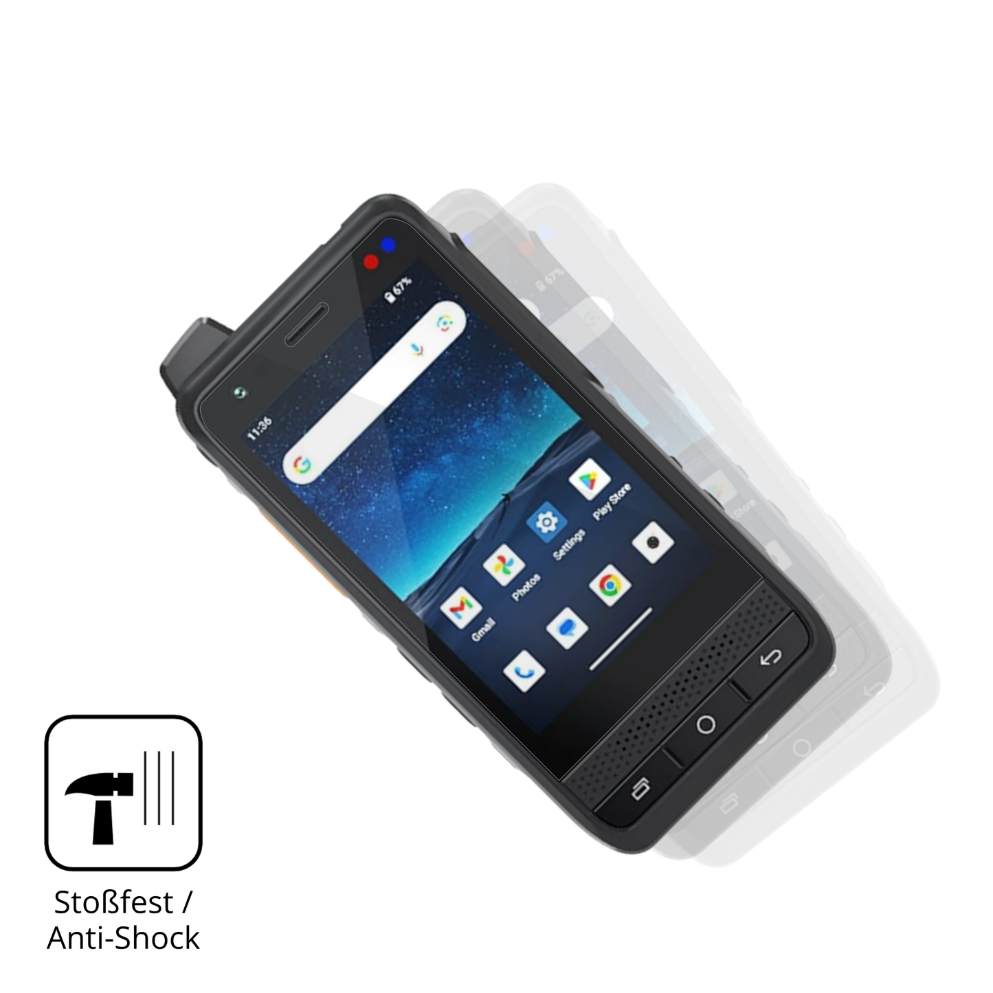 Schutz gegen Kratzer auf dem UNIWA F400 Glas durch Schlüssel, Stöße gegen die Tischkante oder Stürze