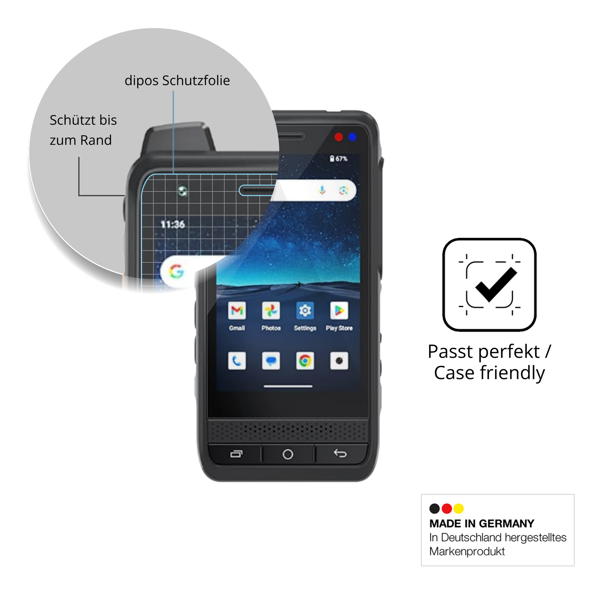 Besonders flexibler Displayschutz mit Anti-Shock-Schicht im Materialmix