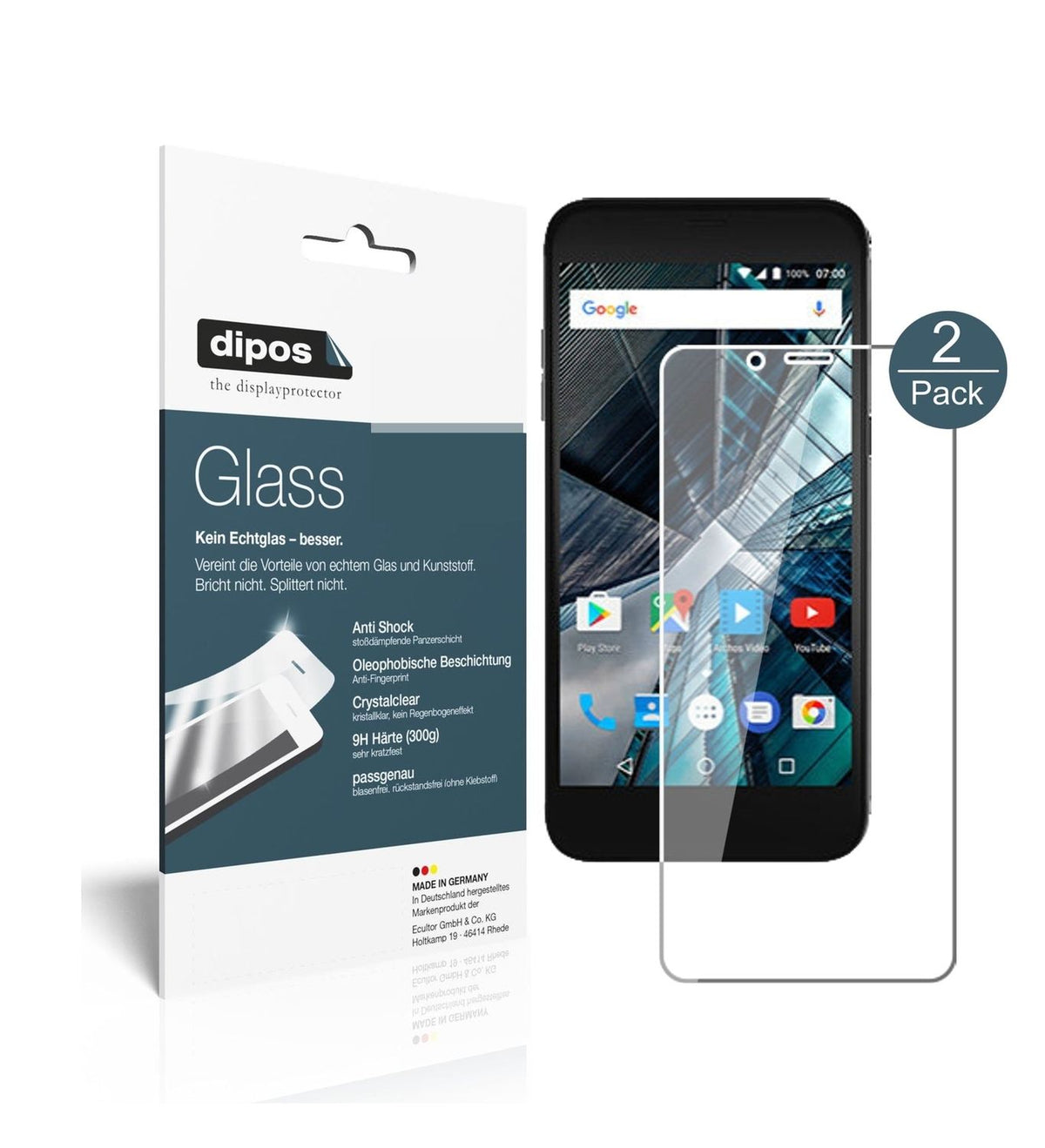 1x 9H Schutzfolie für Archos Sense 50 DC Panzerfolie