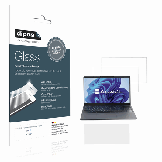 Klare Displayschutzfolie von dipos passend für VALE N150, 9H kratzfest und blasenfrei montiert