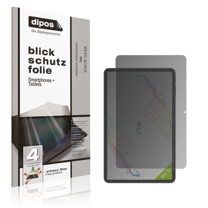 Blickschutzfolie von dipos passend für Vale V12X LTE 12.6 Zoll, präziser Zuschnitt und blasenfrei montiert