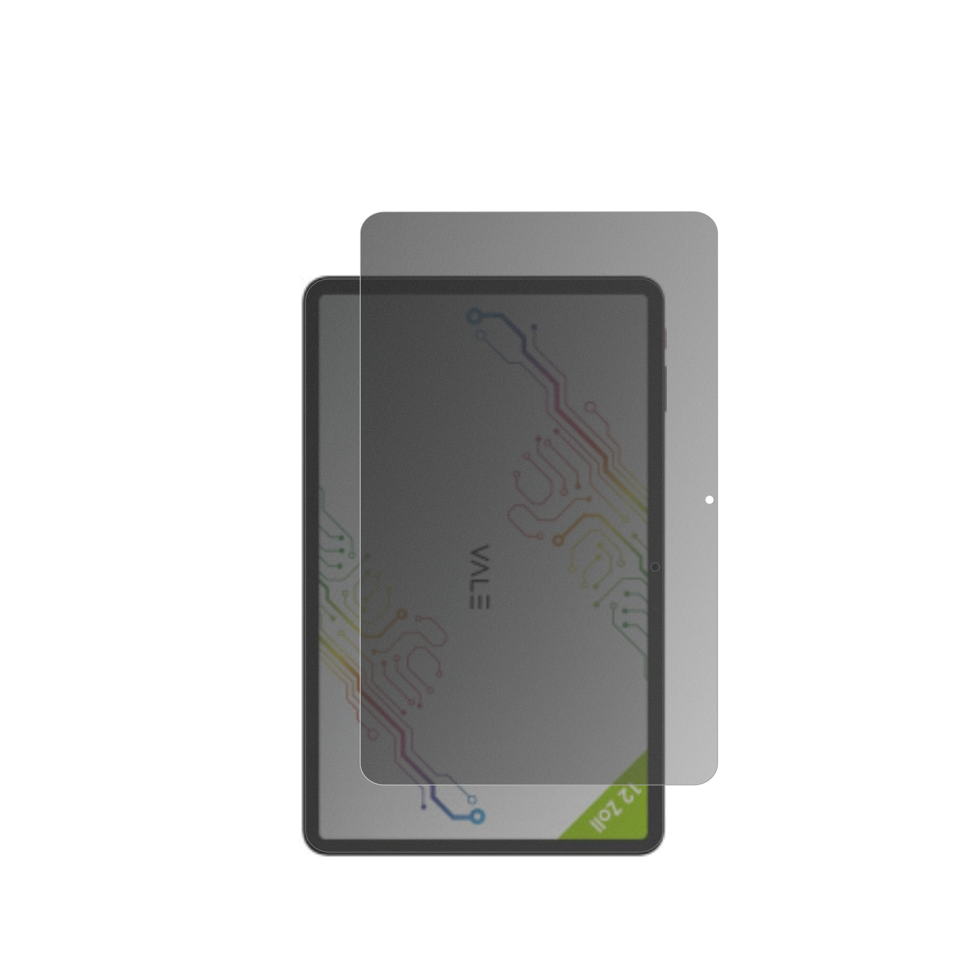 ValeV12X LTE 12.6 Zoll mit aufgebrachtem dipos Displayschutz, der seitliche Einblicke blockiert