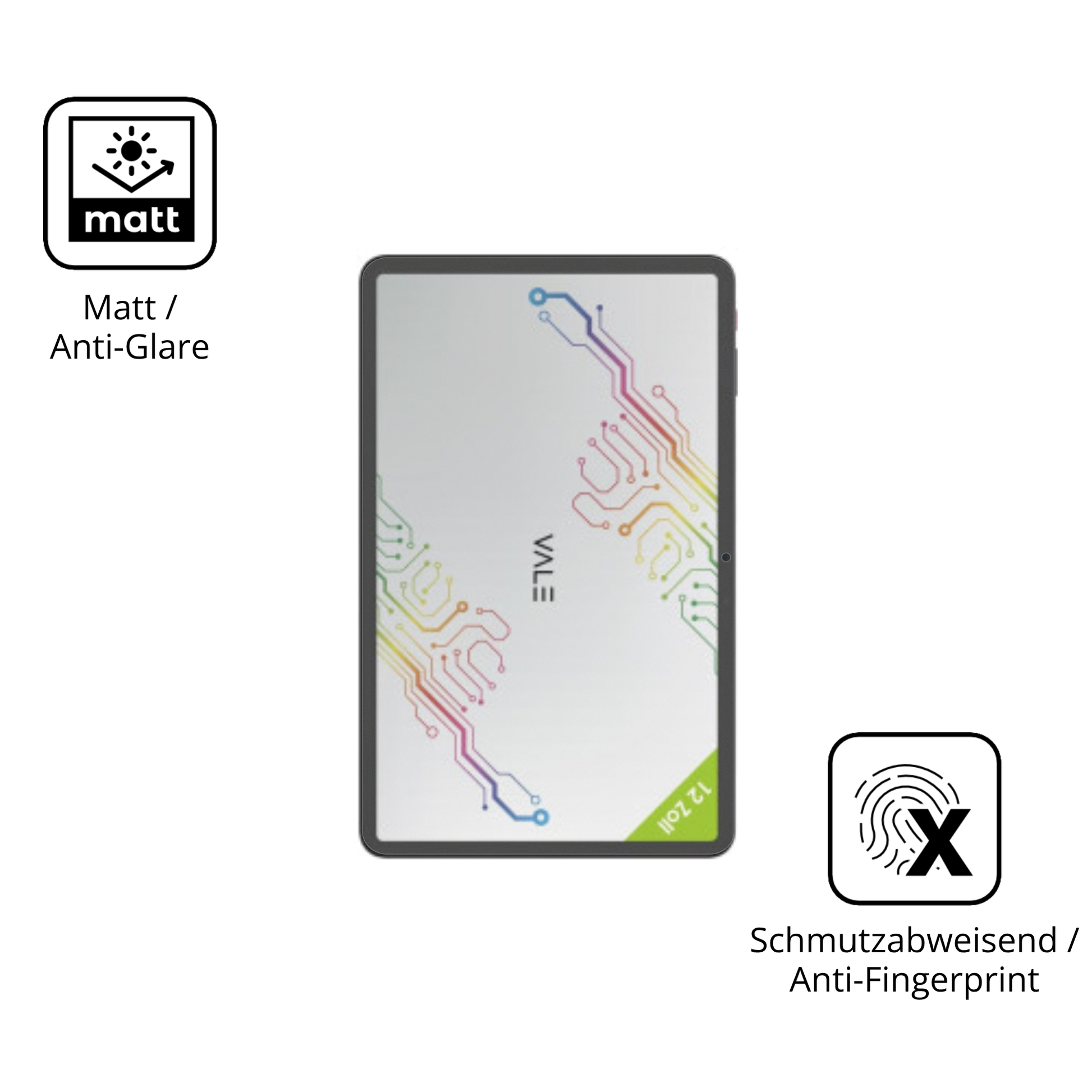 9H Hartbeschichtete, flexible Folie passend zugeschnitten für Vale V12X LTE 12.6 Zoll