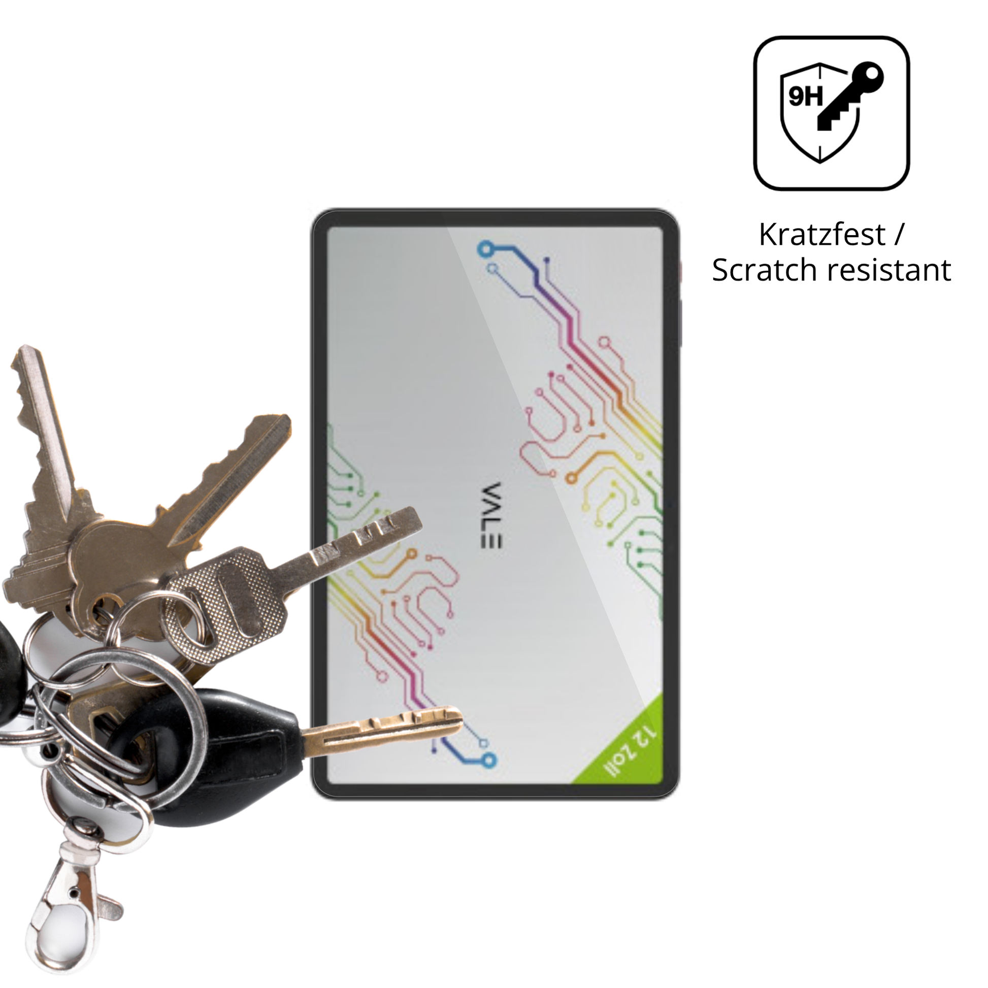 dipos Displayschutz für Vale V12X LTE 12.6 Zoll, transparente Oberfläche, perfekte Passform auch für die Rundungen