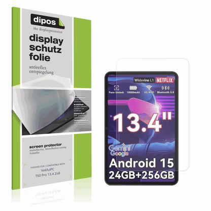 Matte Displayschutzfolie von dipos passend für VekfulPC T60 Pro 13.4 Zoll, präziser Zuschnitt und blasenfrei montiert