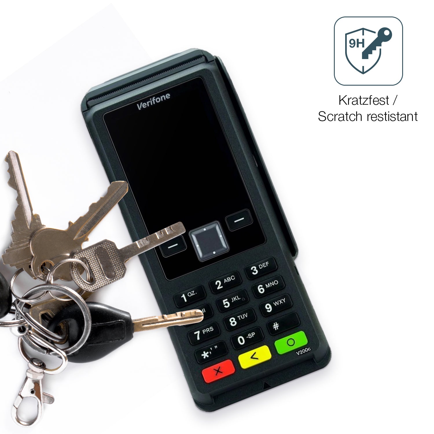 dipos Displayschutz für Verifone V200c, mattierte Oberfläche, robuste Festigkeit und perfekte Passform