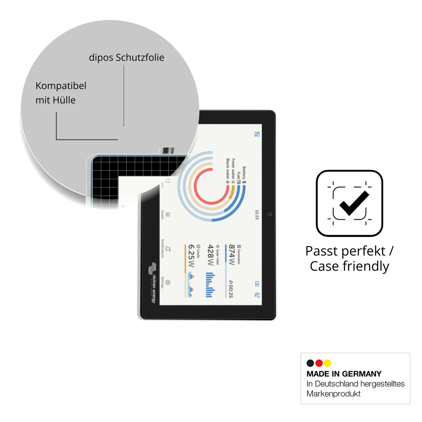 Schutzfolie mit optimaler Passform, zur Verwendung mit Hüllen geeignet