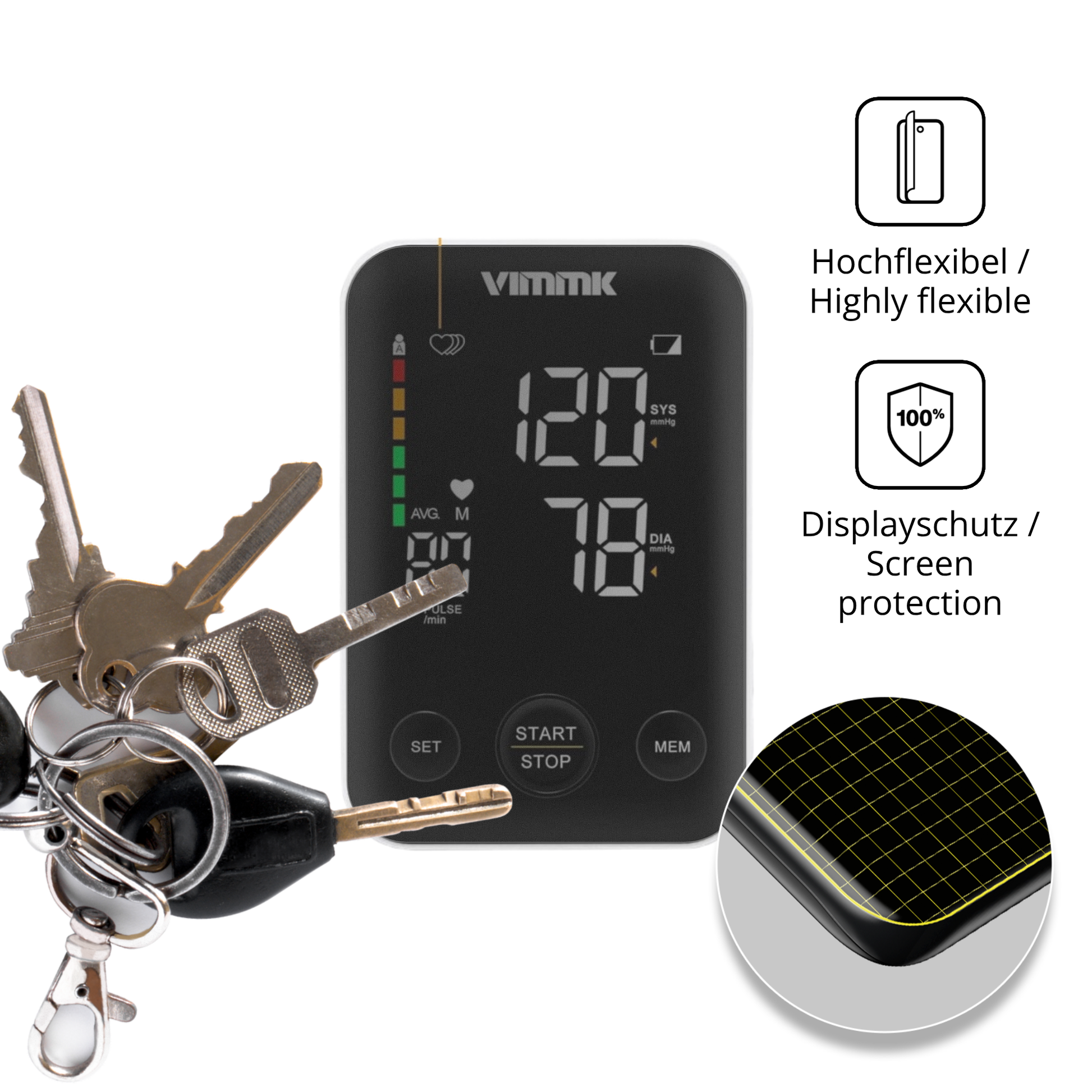 dipos Displayschutz für Vimmk Blutzuckermessgerät, mit Blickschutzfilter und perfekter Passform auch für die Rundungen