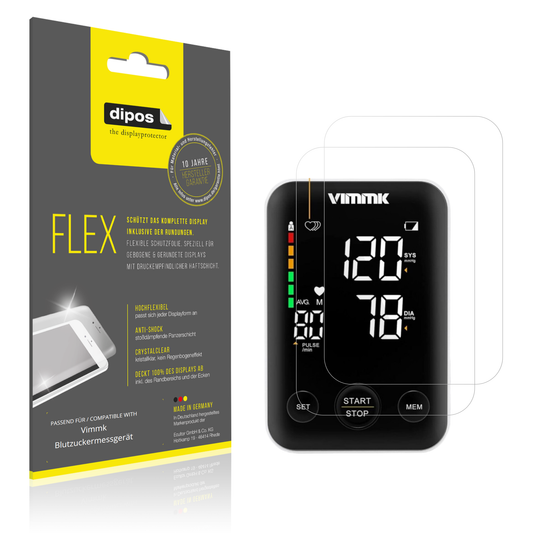Klare Displayschutzfolie von dipos passend für Vimmk Blutzuckermessgerät, 100% Displayabdeckung und blasenfreie Montage