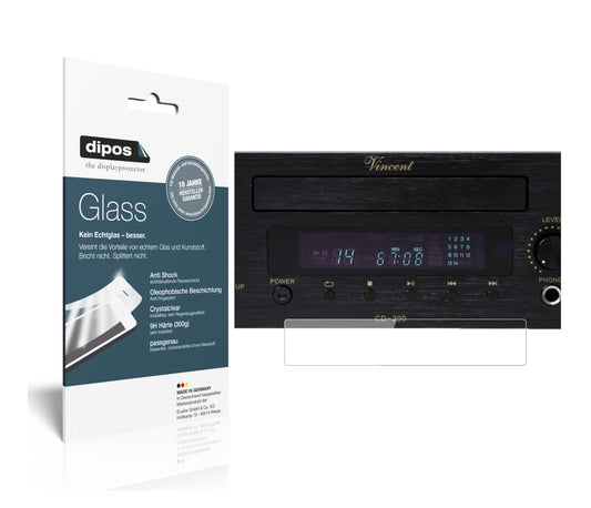 Klare Displayschutzfolie von dipos passend für Vincent CD-200, 9H kratzfest und blasenfrei montiert