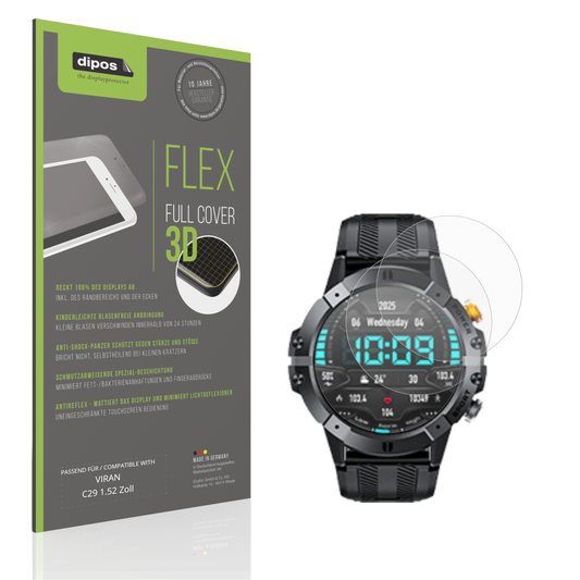Matte Displayschutzfolie von dipos passend für VIRAN C29 1.52 Zoll, 100% Displayabdeckung und blasenfreie Montage