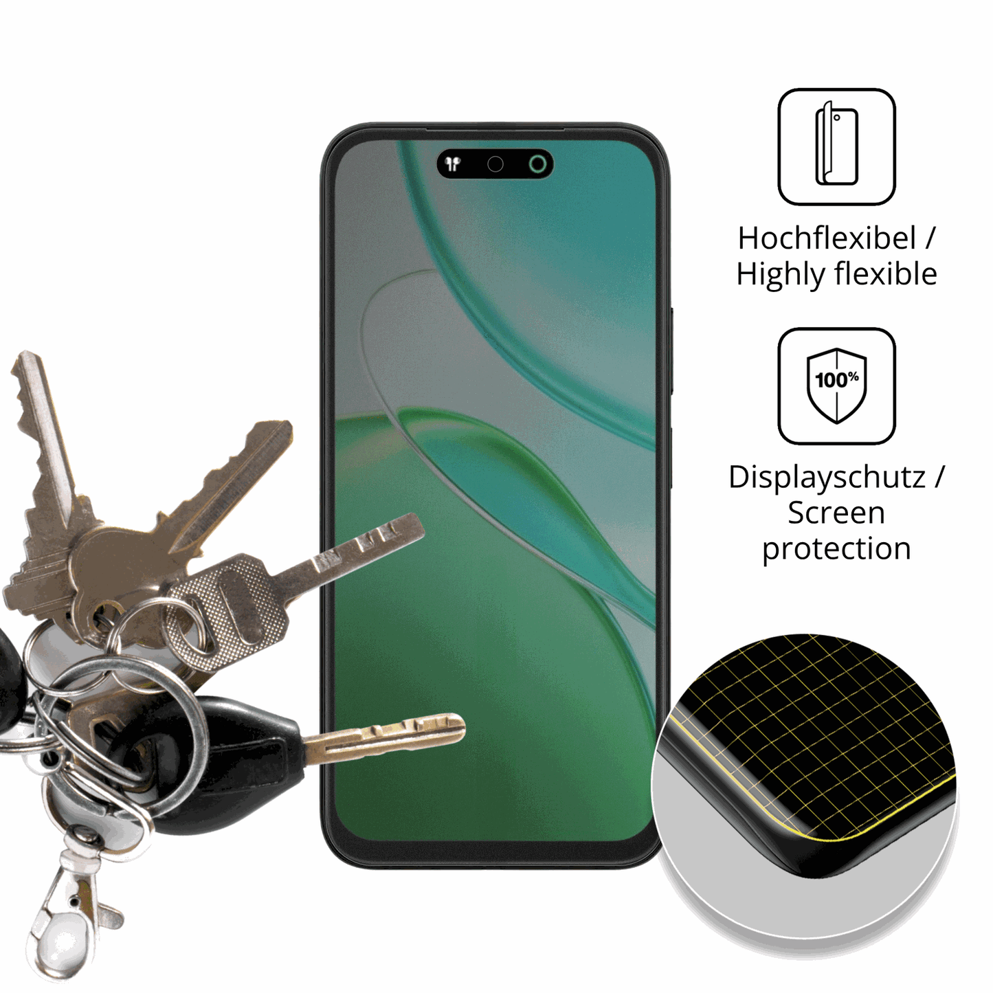 dipos Displayschutz für Vivo T5x, mit Blickschutzfilter und perfekter Passform auch für die Rundungen