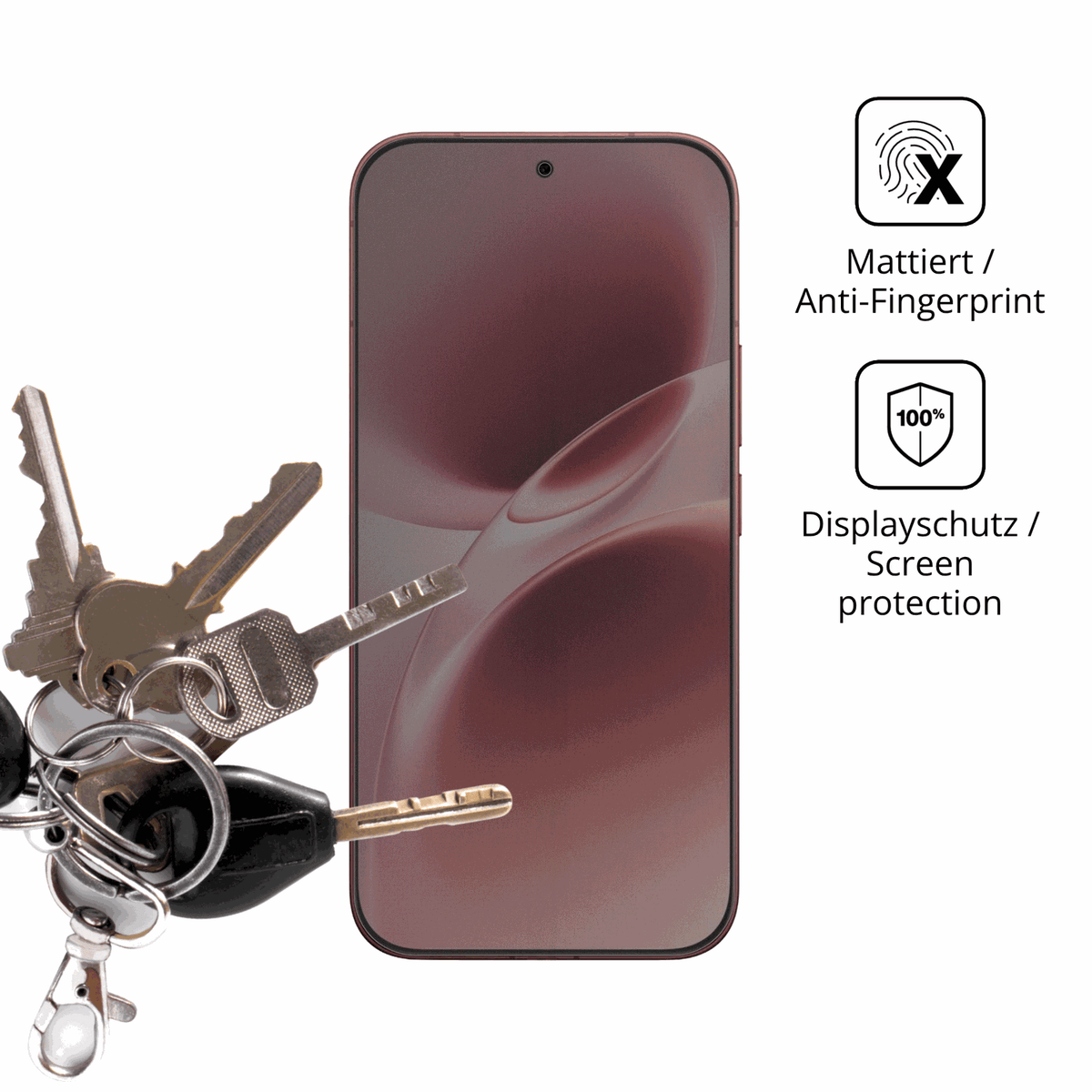 dipos Displayschutz für Vivo V70, mattierte Oberfläche, Blickschutzfilter und perfekter Passform