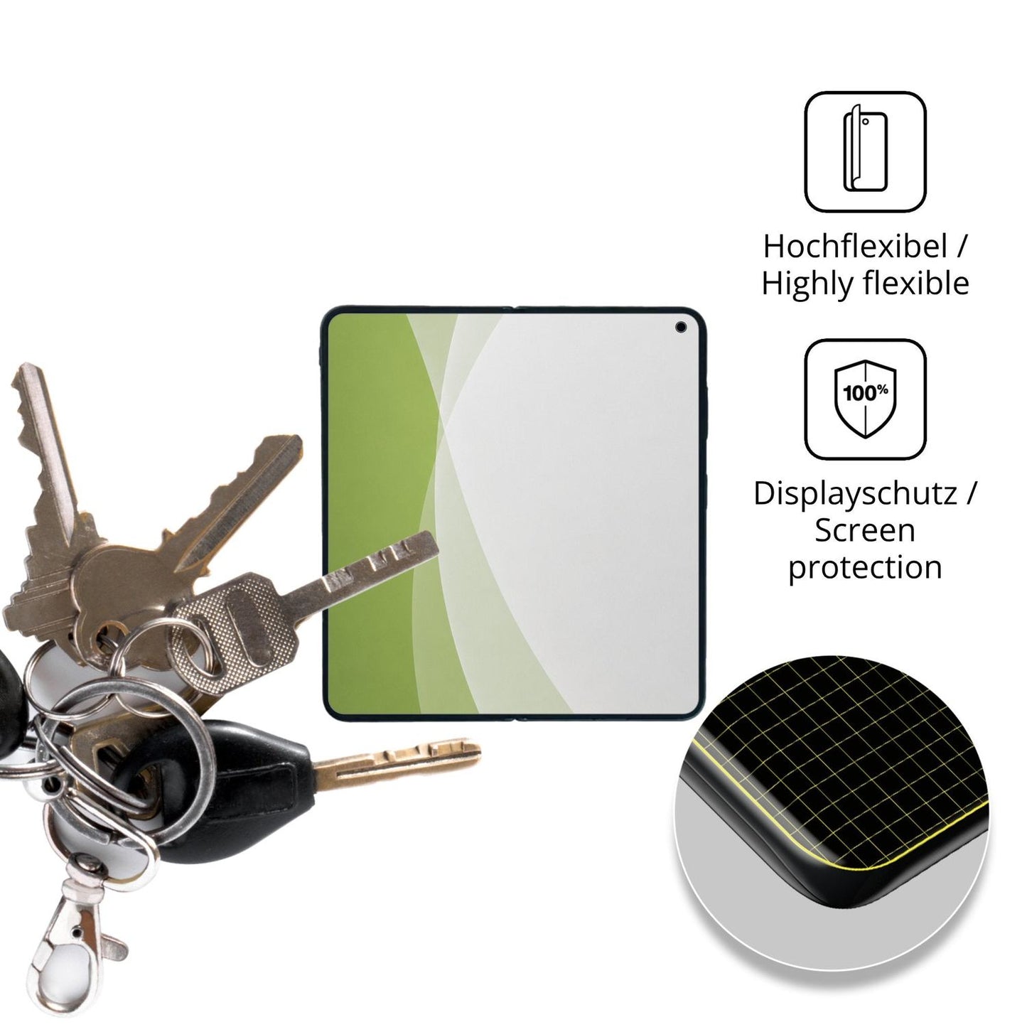 dipos Displayschutz für Vivo X Fold6 Innenseite, transparente Oberfläche, perfekte Passform auch für die Rundungen