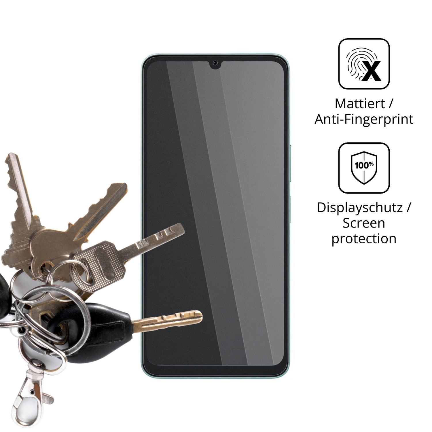 dipos Displayschutz für Vivo Y05e, mattierte Oberfläche, Blickschutzfilter und perfekter Passform