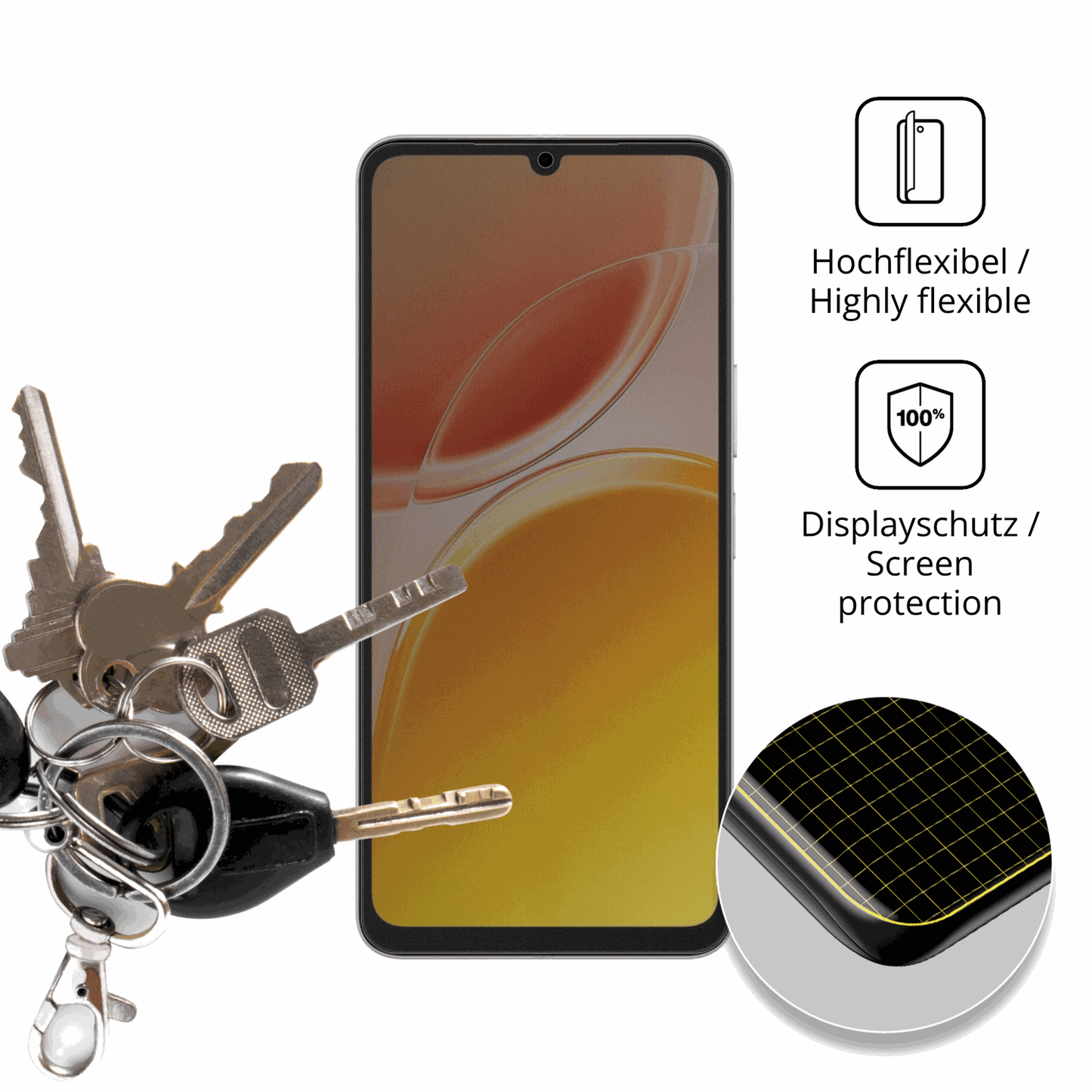 dipos Displayschutz für Vivo Y11 5G, mit Blickschutzfilter und perfekter Passform auch für die Rundungen
