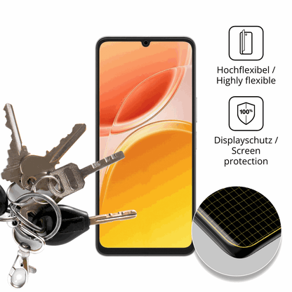 dipos Displayschutz für Vivo Y11 5G, transparente Oberfläche, perfekte Passform auch für die Rundungen