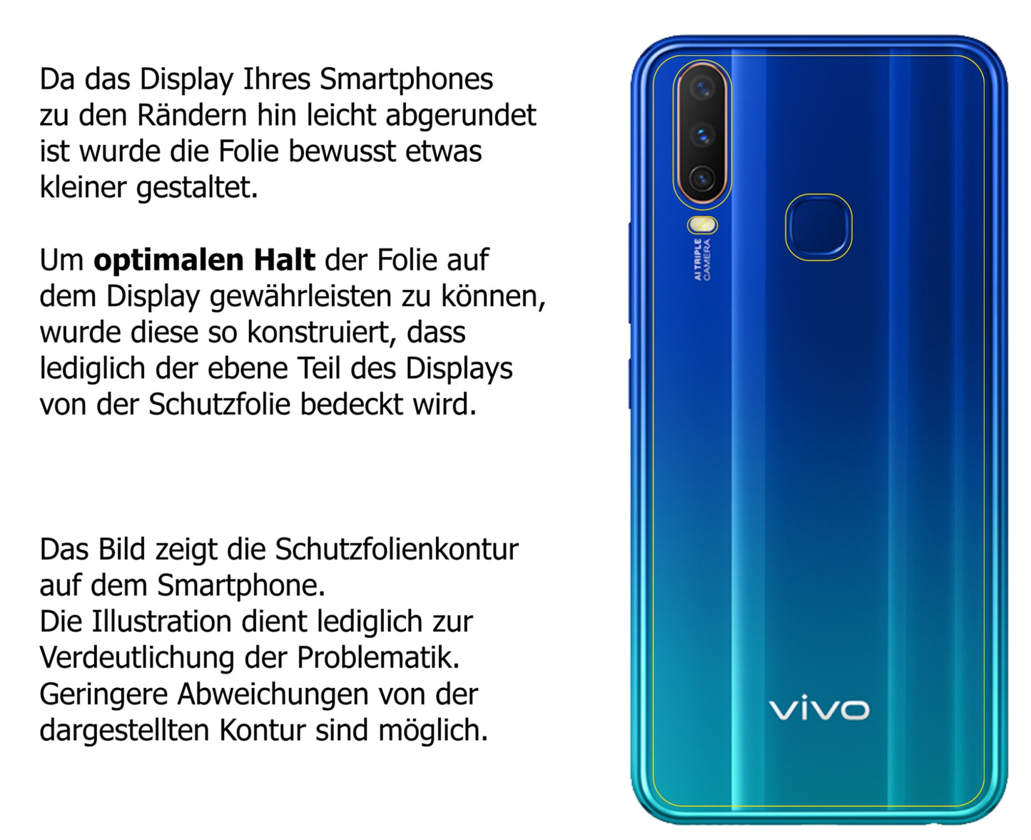 dipos Displayschutz für Vivo Y12 Rückseite, mattierte Oberfläche, robuste Festigkeit und perfekte Passform