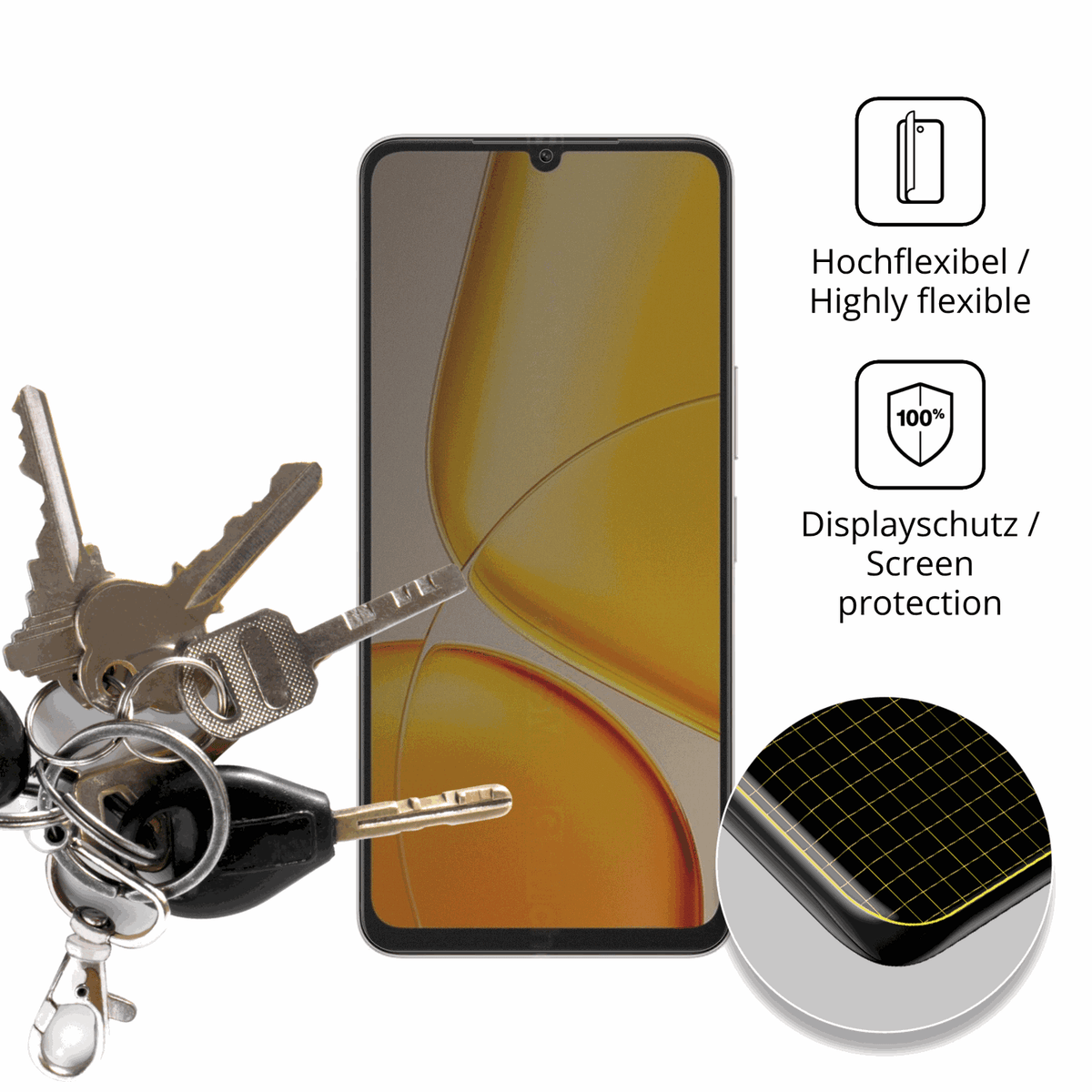 dipos Displayschutz für Vivo Y37 Plus, mit Blickschutzfilter und perfekter Passform auch für die Rundungen