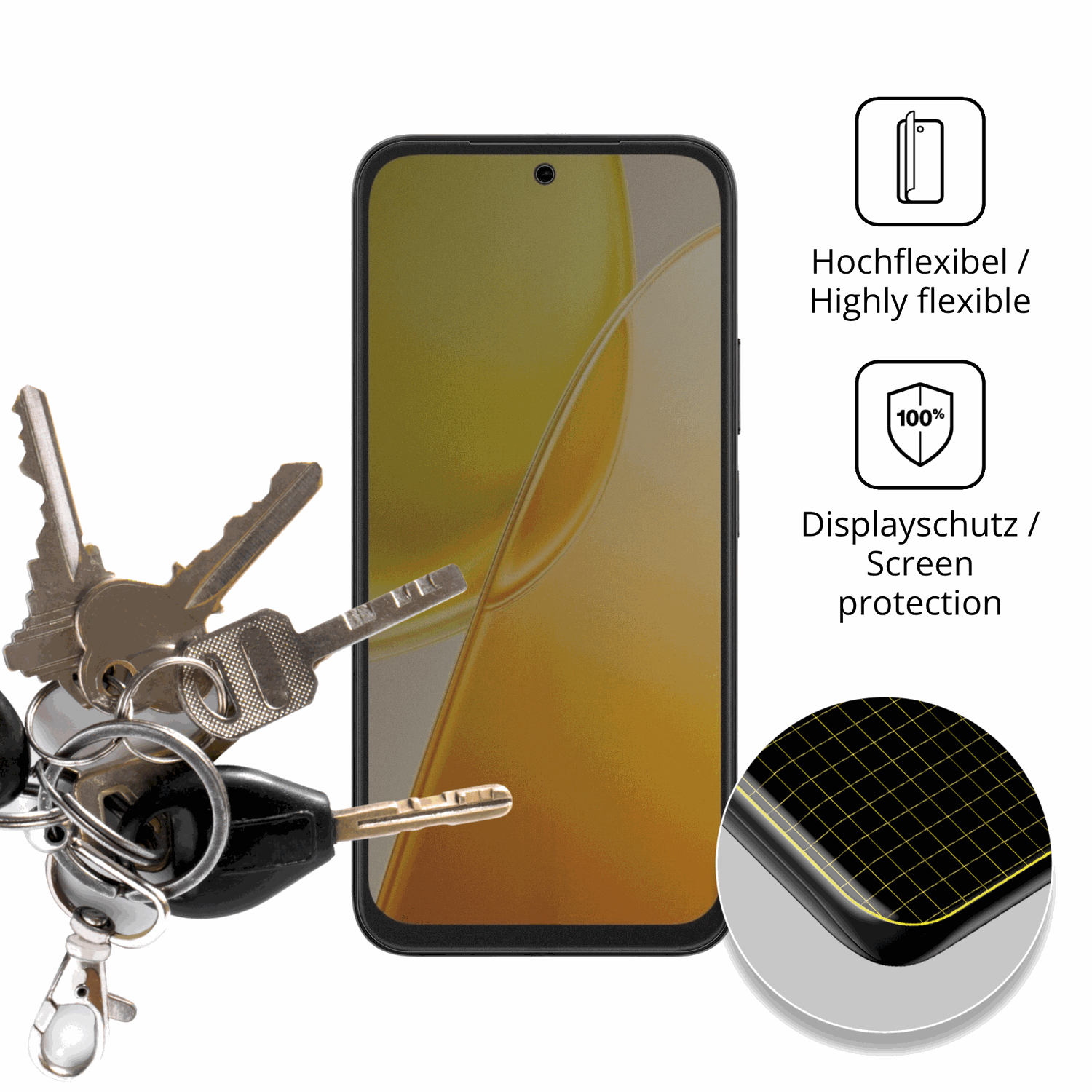 dipos Displayschutz für Vivo Y51 Pro 5G, mit Blickschutzfilter und perfekter Passform auch für die Rundungen