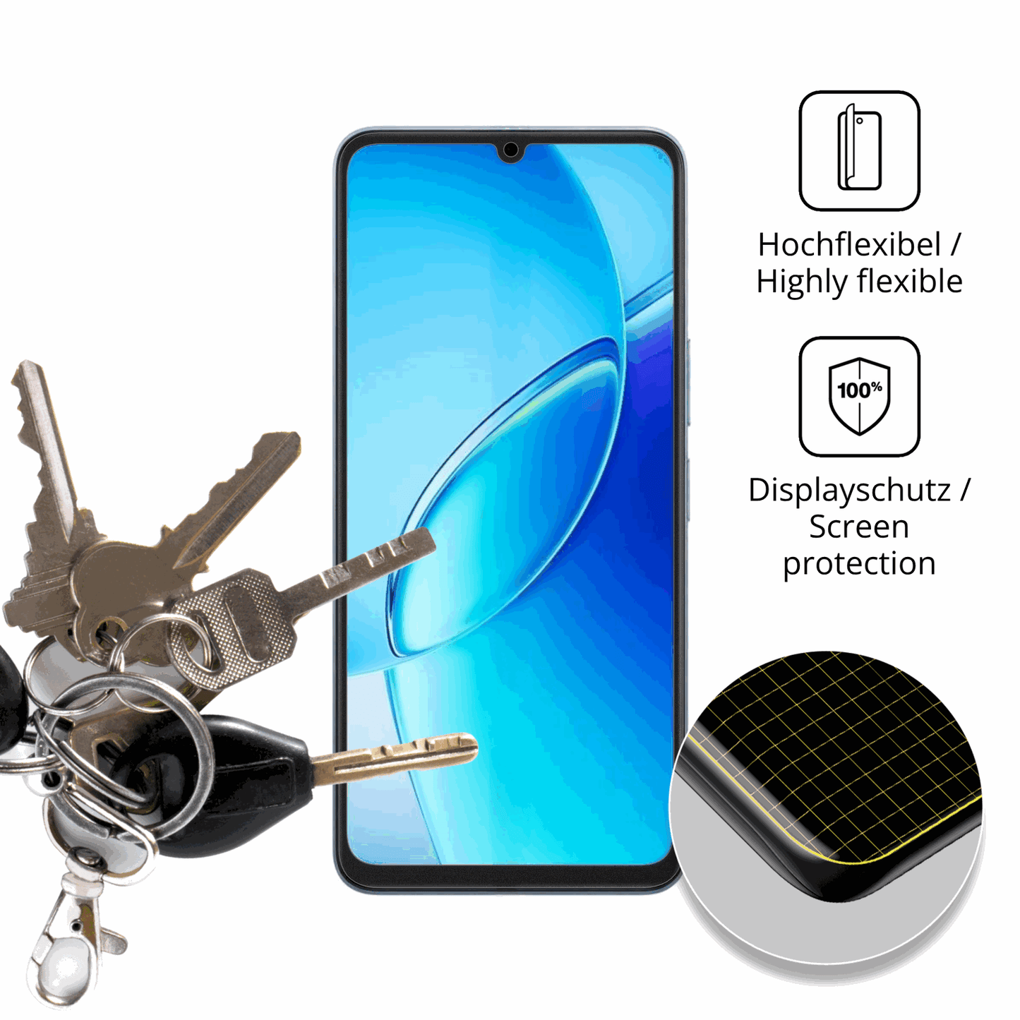 dipos Displayschutz für Vivo Y60, mit Blickschutzfilter und perfekter Passform auch für die Rundungen