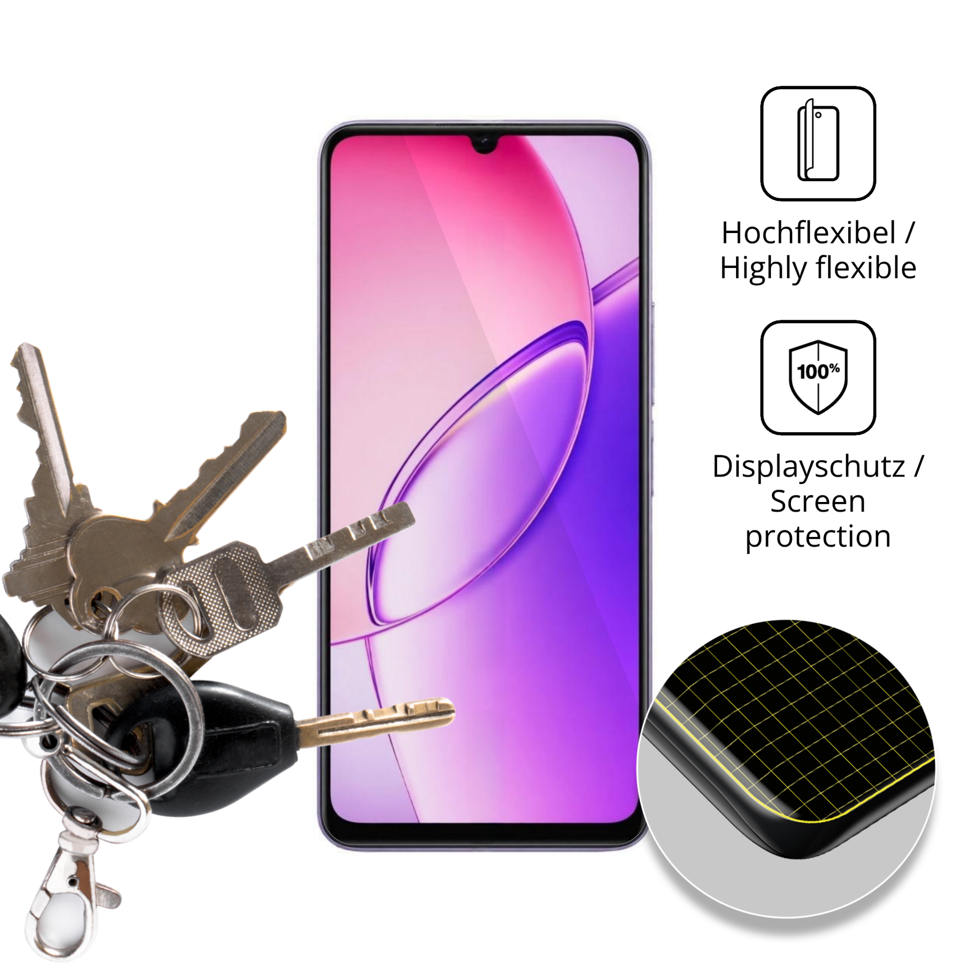 dipos Displayschutz für Vivo Y60m, transparente Oberfläche, geringe Dicke und perfekte Passform