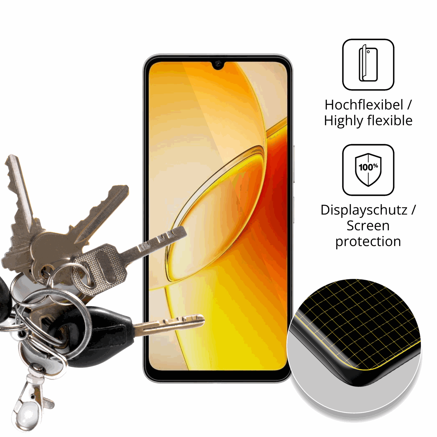 dipos Displayschutz für Vivo Y6t, transparente Oberfläche, geringe Dicke und perfekte Passform