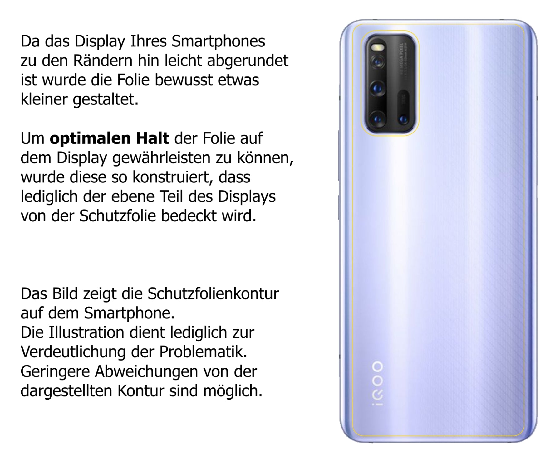 dipos Displayschutz für Vivo iQOO 3 Rückseite, transparente Oberfläche, perfekte Passform auch für die Rundungen