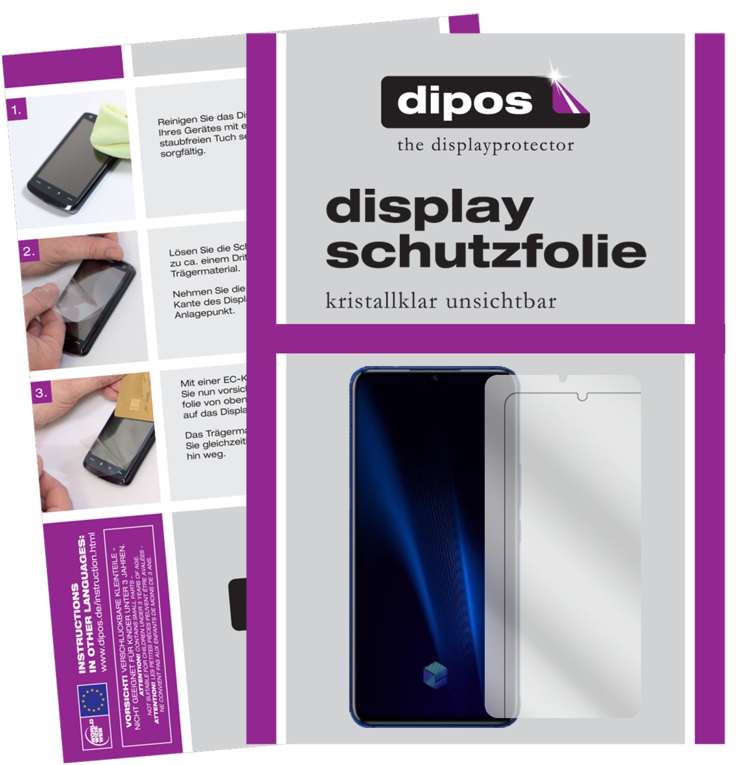 Klare Displayschutzfolie von dipos passend für Vivo IQOO Pro, präziser Zuschnitt und blasenfrei montiert